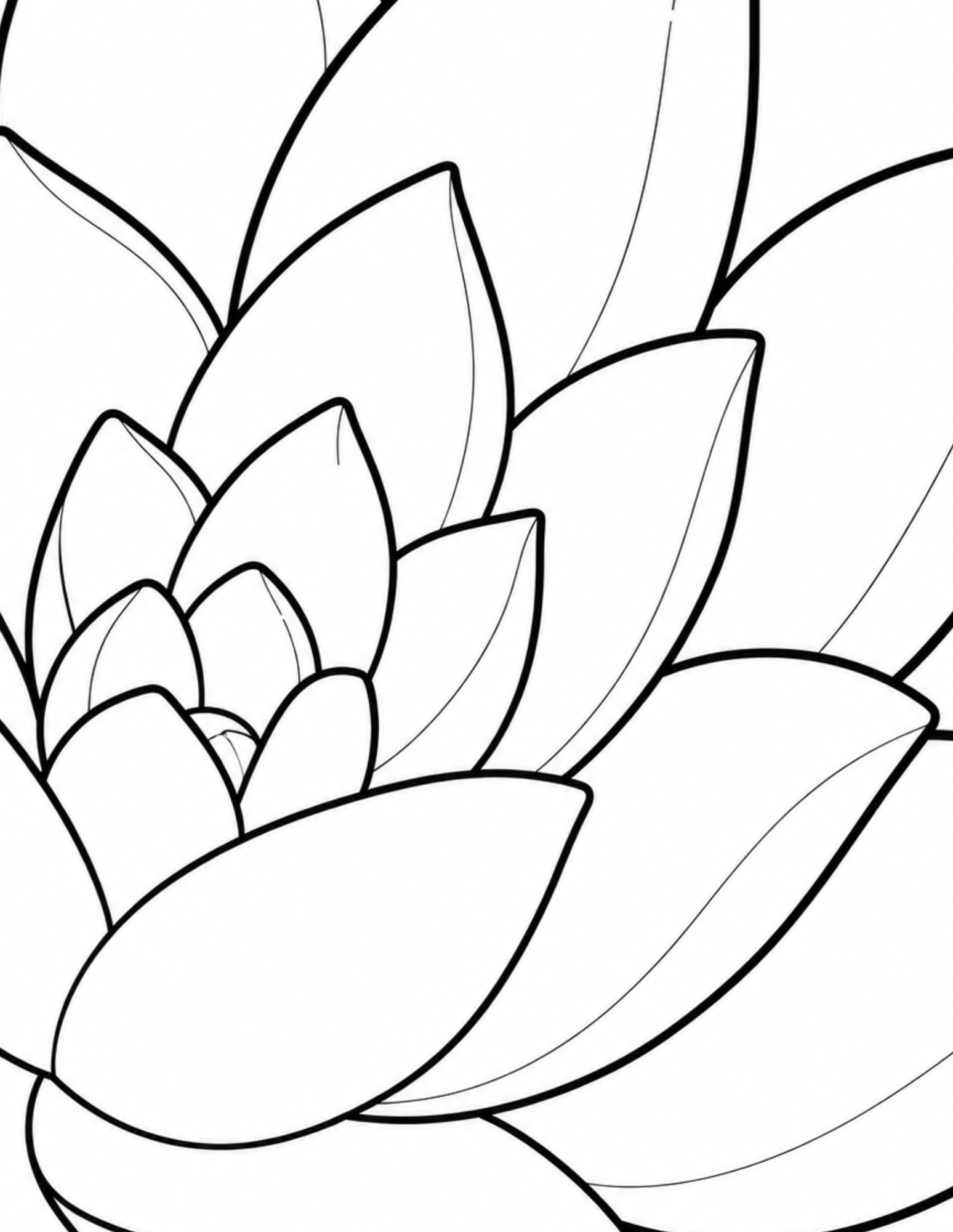 Close-up lotus petal coloring page